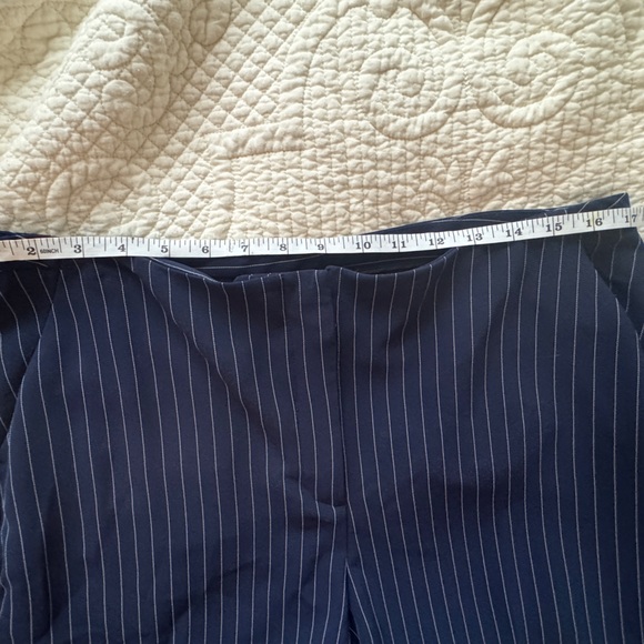 Chico's Blue + White Pinstrip Classic Straight-Leg Cut Trousers - Picture 14 of 15